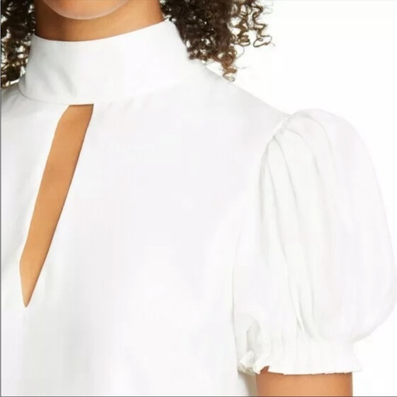 FRAME Off White Keyhole Neck Silk Party Top Size M - Picture 4 of 12
